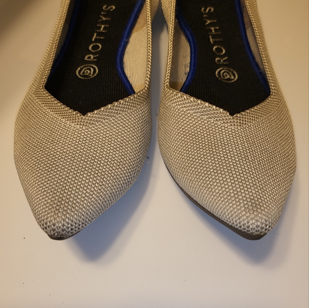 Rothy ’S Point Birdseye Flax Grey Flats Size 9 - image 3